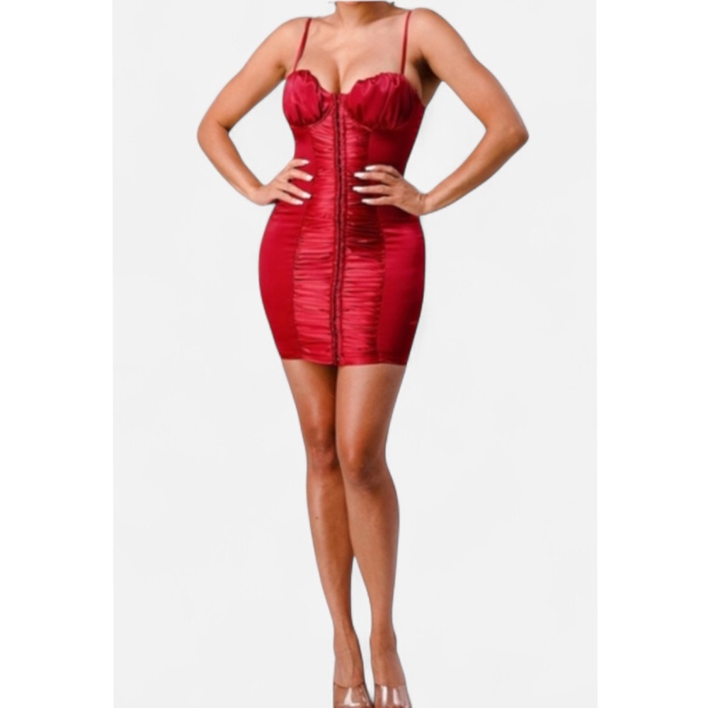 Privy | BNWT Red Woven Corset Mini Bodycon Cocktail Party Dress size Small